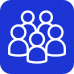 Icône carré bleu avec un groupe d'utilisateurs externes