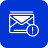 Icône carré bleu avec un mail de validation