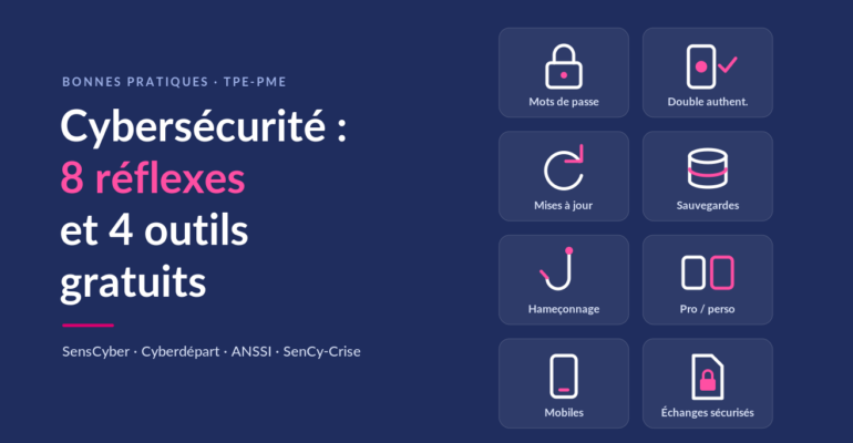 Bonnes pratiques cybersécurité en TPE-PME : 8 réflexes et 4 outils officiels gratuits